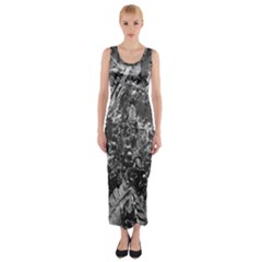 Fern Raindrops Spiderweb Cobweb Fitted Maxi Dress by Simbadda