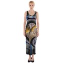 Fractal Tech Disc Background Fitted Maxi Dress View1