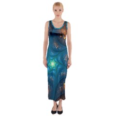 Fractal Star Fitted Maxi Dress by Simbadda