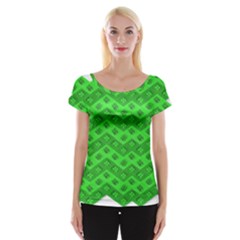 Shamrocks 3d Fabric 4 Leaf Clover Women s Cap Sleeve Top by Simbadda