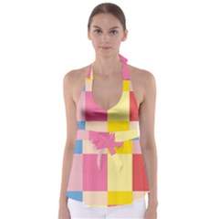 Colorful Squares Background Babydoll Tankini Top by Simbadda