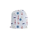 Seaside Nautical Themed Pattern Seamless Wallpaper Background Drawstring Pouches (Small)  View1