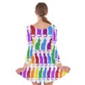 Rainbow Colorful Cats Wallpaper Pattern Long Sleeve Velvet Skater Dress View2