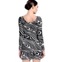 Digitally Created Peacock Feather Pattern In Black And White Long Sleeve Bodycon Dress View2