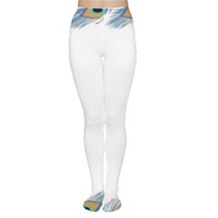 Beautiful Frame Made Up Of Blue Peacock Feathers Women s Tights by Simbadda