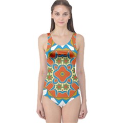 Digital Computer Graphic Geometric Kaleidoscope One Piece Swimsuit by Simbadda