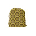 Golden 3d Hexagon Background Drawstring Pouches (Medium)  View2