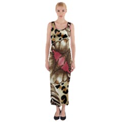 Animal Tissue And Flowers Fitted Maxi Dress by Amaryn4rt