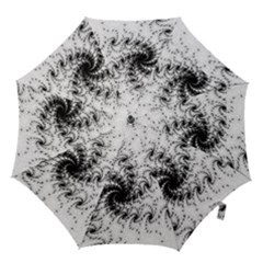 Fractal Black Spiral On White Hook Handle Umbrellas (medium) by Amaryn4rt