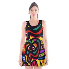 A Seamless Crazy Face Doodle Pattern Scoop Neck Skater Dress by Amaryn4rt