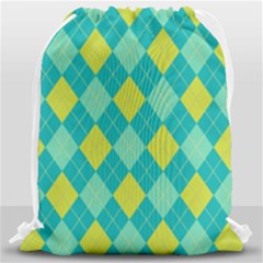 Plaid Pattern Drawstring Bag (large) by Valentinaart