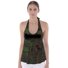 Circuit Board A Completely Seamless Background Design Babydoll Tankini Top by Simbadda