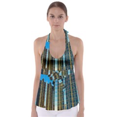 Two Abstract Architectural Patterns Babydoll Tankini Top by Simbadda