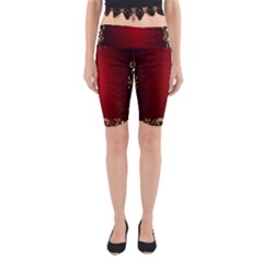 3d Red Abstract Pattern Yoga Cropped Leggings by Simbadda