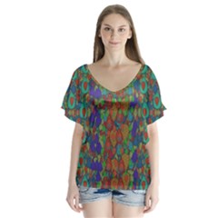 Sea Of Mermaids Flutter Sleeve Top by pepitasart
