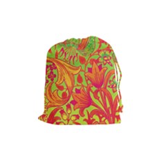 Floral Pattern Drawstring Pouches (medium)  by Valentinaart