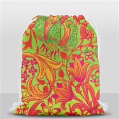 Floral Pattern Drawstring Bag (small) by Valentinaart