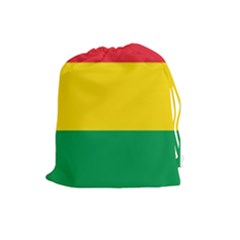 Rasta Colors Red Yellow Gld Green Stripes Pattern Ethiopia Drawstring Pouches (large)  by yoursparklingshop