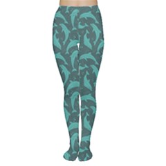 Green Mosaic Pattern With Dolphins Tights by CoolDesigns