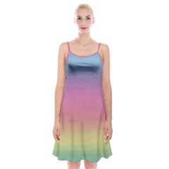 Watercolor Paper Rainbow Colors Spaghetti Strap Velvet Dress by Simbadda