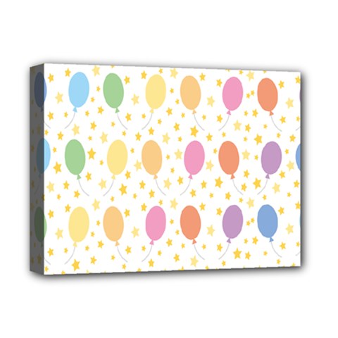 Balloon Star Rainbow Deluxe Canvas 16  X 12   by Mariart