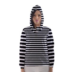 Horizontal Stripes Black Hooded Wind Breaker (women) by Mariart