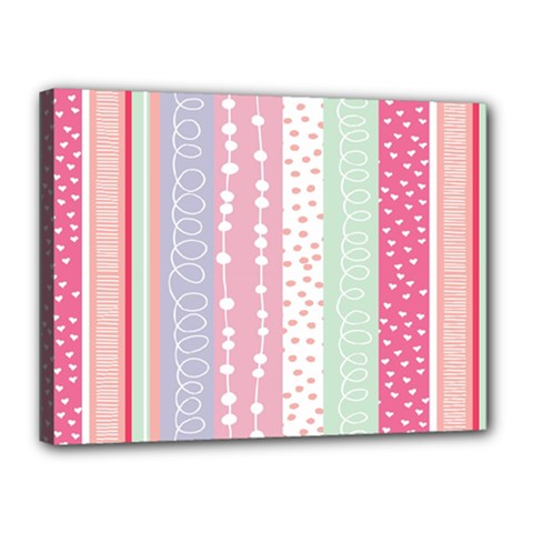 Heart Love Valentine Polka Dot Pink Blue Grey Purple Red Canvas 16  X 12  by Mariart