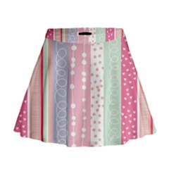 Heart Love Valentine Polka Dot Pink Blue Grey Purple Red Mini Flare Skirt by Mariart