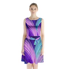 Color Purple Blue Pink Sleeveless Chiffon Waist Tie Dress by Mariart