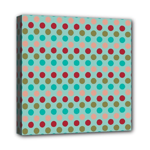 Large Colored Polka Dots Line Circle Mini Canvas 8  X 8  by Mariart
