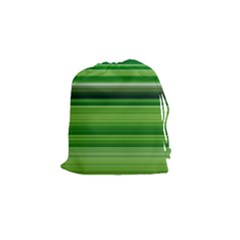 Horizontal Stripes Line Green Drawstring Pouches (small)  by Mariart