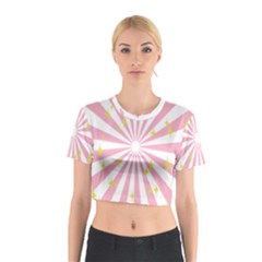 Hurak Pink Star Yellow Hole Sunlight Light Cotton Crop Top by Mariart
