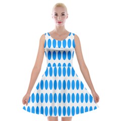 Polka Dots Blue White Velvet Skater Dress by Mariart