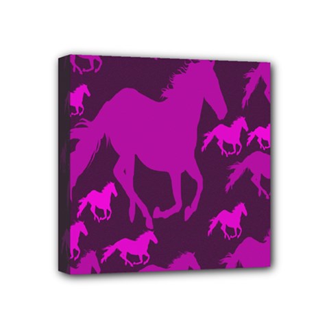 Pink Horses Horse Animals Pattern Colorful Colors Mini Canvas 4  X 4  by Simbadda