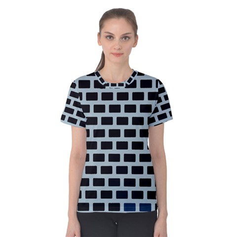 Bricks Black Blue Line Women s Cotton Tee by Mariart