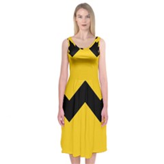Chevron Wave Yellow Black Line Midi Sleeveless Dress by Mariart