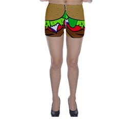 Fast Food Lunch Dinner Hamburger Cheese Vegetables Bread Skinny Shorts by Mariart