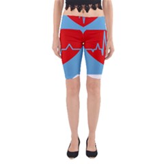 Heartbeat Health Heart Sign Red Blue Yoga Cropped Leggings by Mariart