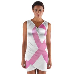 Breast Cancer Ribbon Pink Wrap Front Bodycon Dress by Mariart