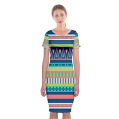 Aztec Triangle Chevron Wave Plaid Circle Color Rainbow Classic Short Sleeve Midi Dress by Mariart