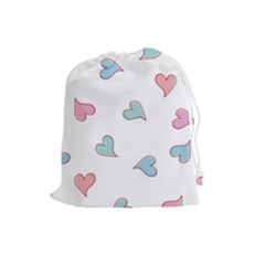 Colorful Random Hearts Drawstring Pouches (large)  by Nexatart