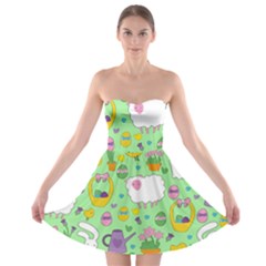 Cute Easter Pattern Strapless Bra Top Dress by Valentinaart