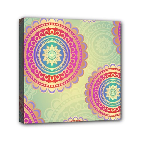 Abstract Geometric Wheels Pattern Mini Canvas 6  X 6  by LovelyDesigns4U