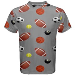 Balltiled Grey Ball Tennis Football Basketball Billiards Men s Cotton Tee by Mariart