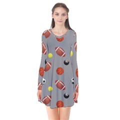 Balltiled Grey Ball Tennis Football Basketball Billiards Flare Dress by Mariart