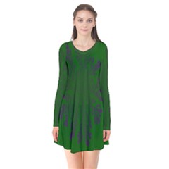 Dendron Diffusion Aggregation Flower Floral Leaf Green Purple Flare Dress by Mariart