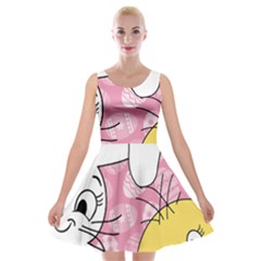 Easter Bunny And Chick  Velvet Skater Dress by Valentinaart