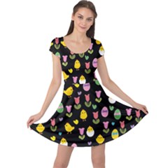 Easter - Chick And Tulips Cap Sleeve Dresses by Valentinaart