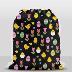 Easter - Chick And Tulips Drawstring Bag (small) by Valentinaart