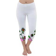 Floral Border Cartoon Flower Doodle Capri Winter Leggings  by Nexatart